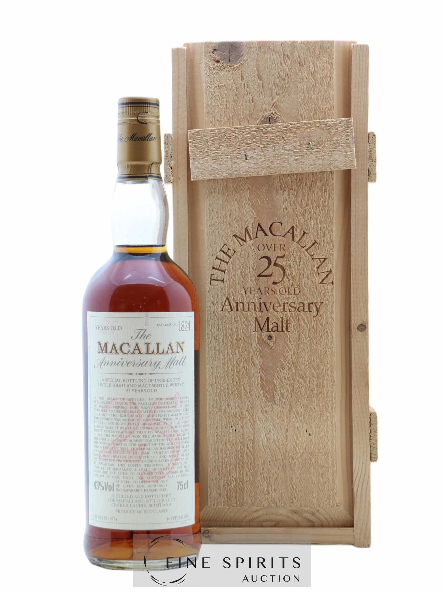 Macallan (The) 25 years 1974 Of. Anniversary Malt bottled 1999 Special Bottling - Lot de 1 bouteille - 0