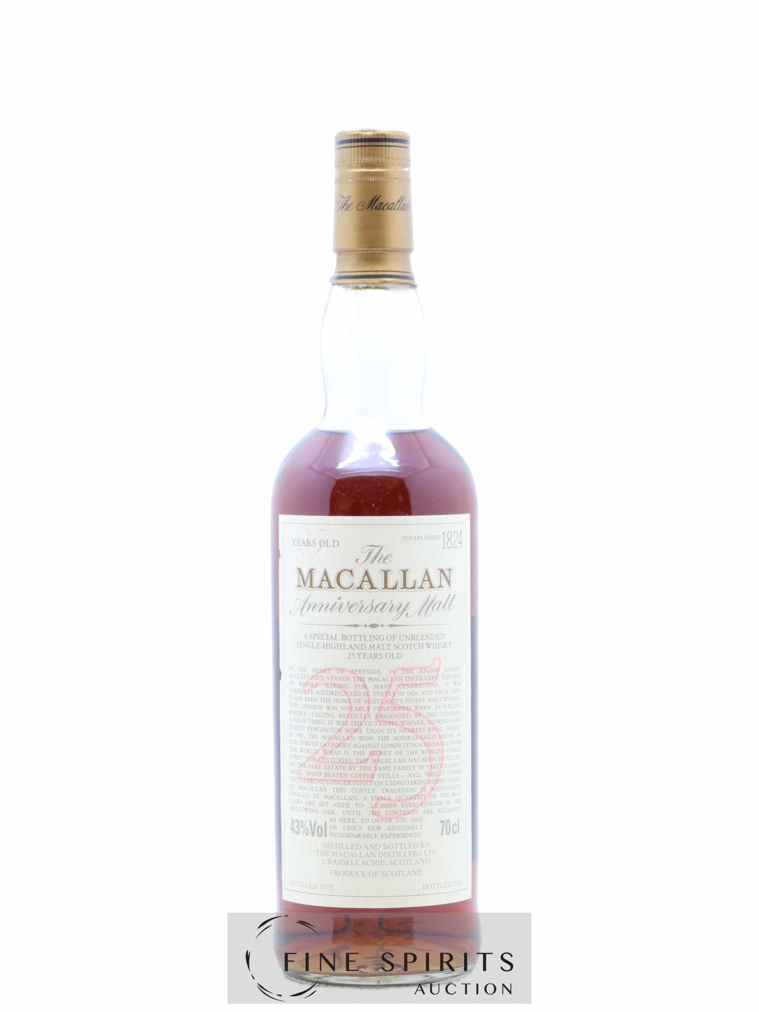 Macallan (The) 25 years 1975 Of. Anniversary Malt bottled 2000 Special Bottling - Lot de 1 bouteille - 1