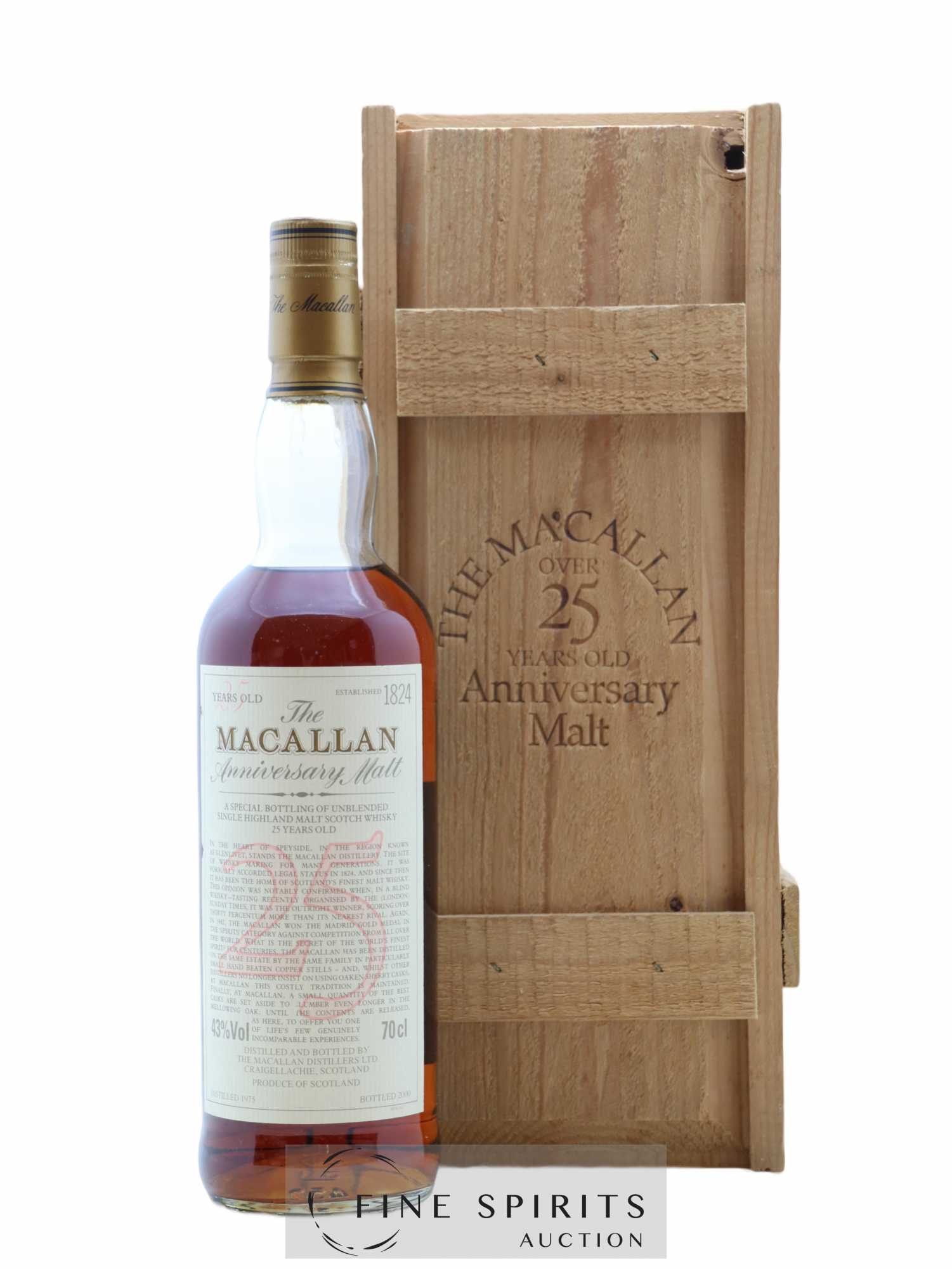 Macallan (The) 25 years 1975 Of. Anniversary Malt bottled 2000 Special Bottling - Lot de 1 bouteille - 0