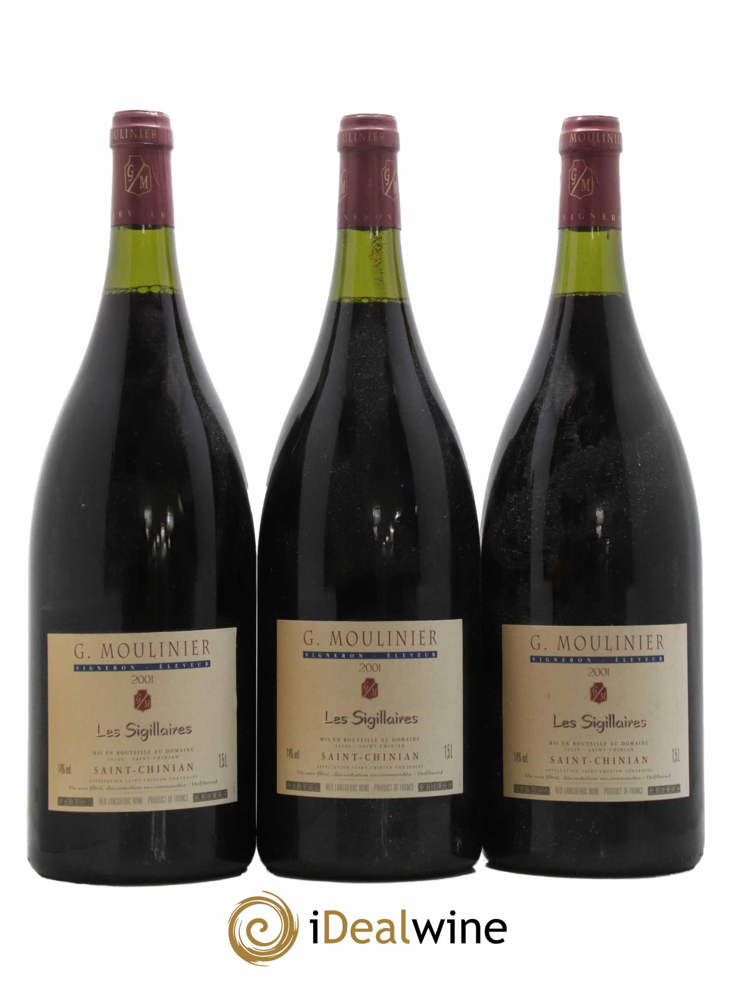 Saint-Chinian Les Sigillaires Moulinier 2001 - Posten von 3 Magnum - 0