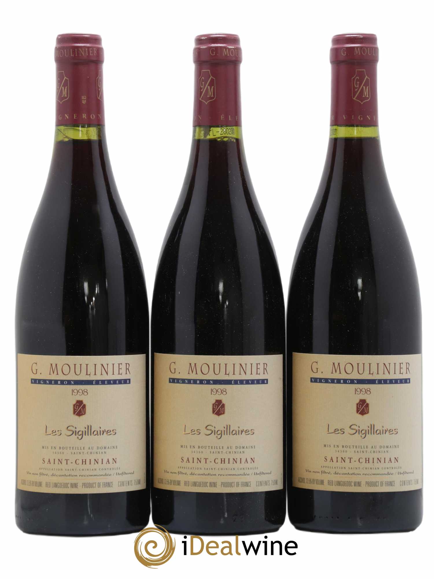 Saint-Chinian Les Sigillaires Moulinier 1998 - Posten von 3 Flaschen - 0
