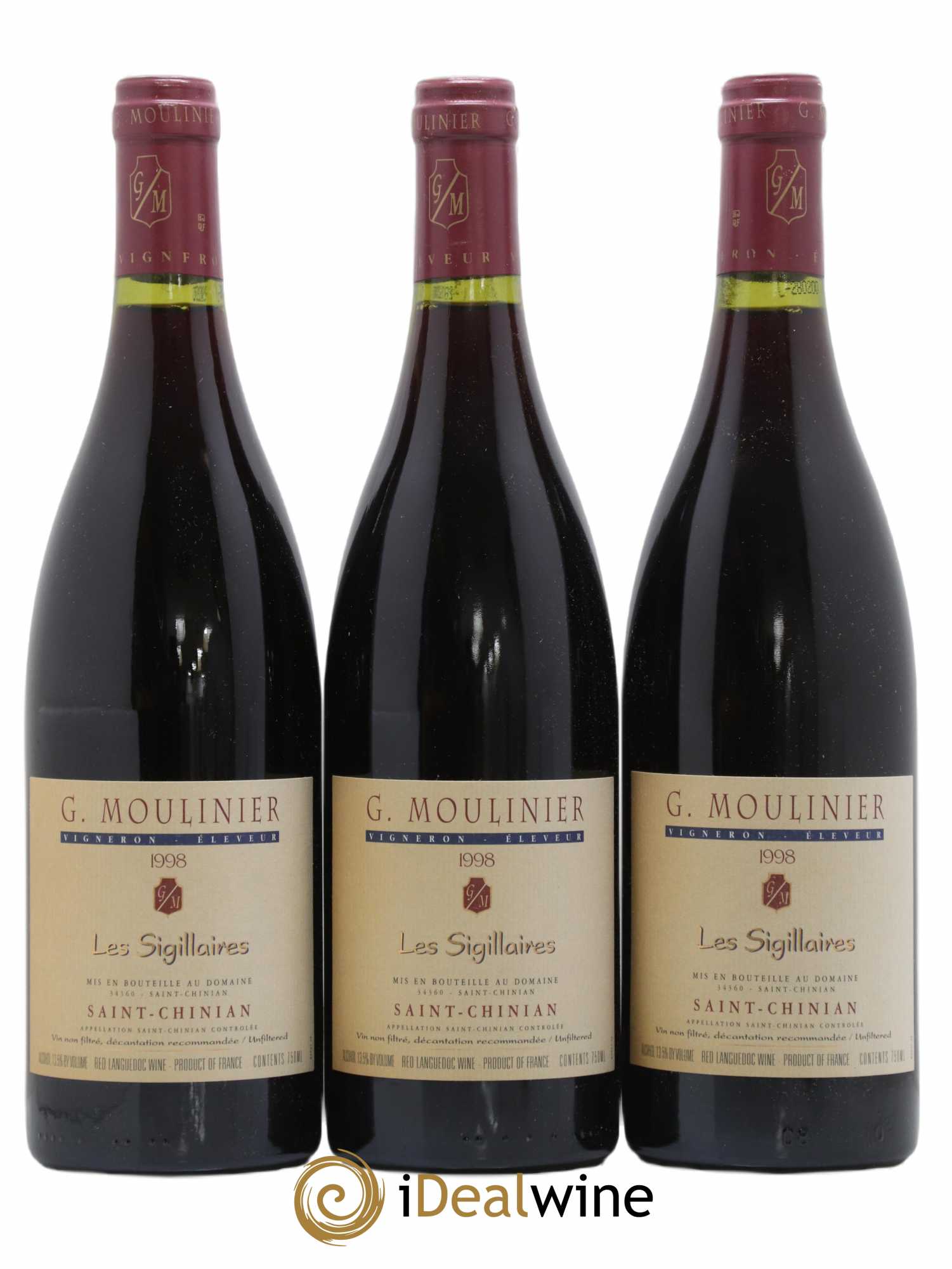 Saint-Chinian Les Sigillaires Moulinier 1998 - Posten von 3 Flaschen - 0
