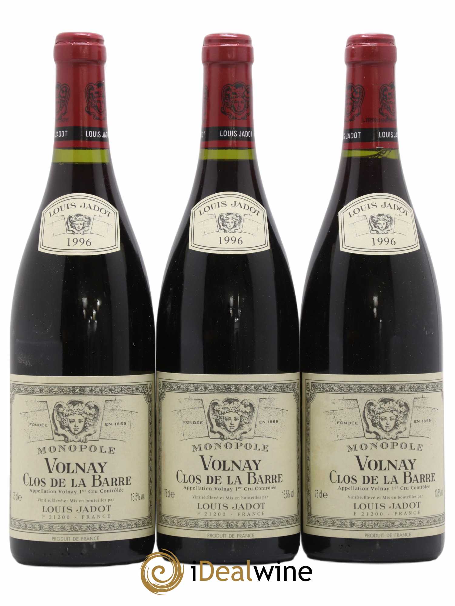 Volnay 1er Cru Clos de la Barre Monopole Maison Louis Jadot 1996 - Lot de 3 bouteilles - 0