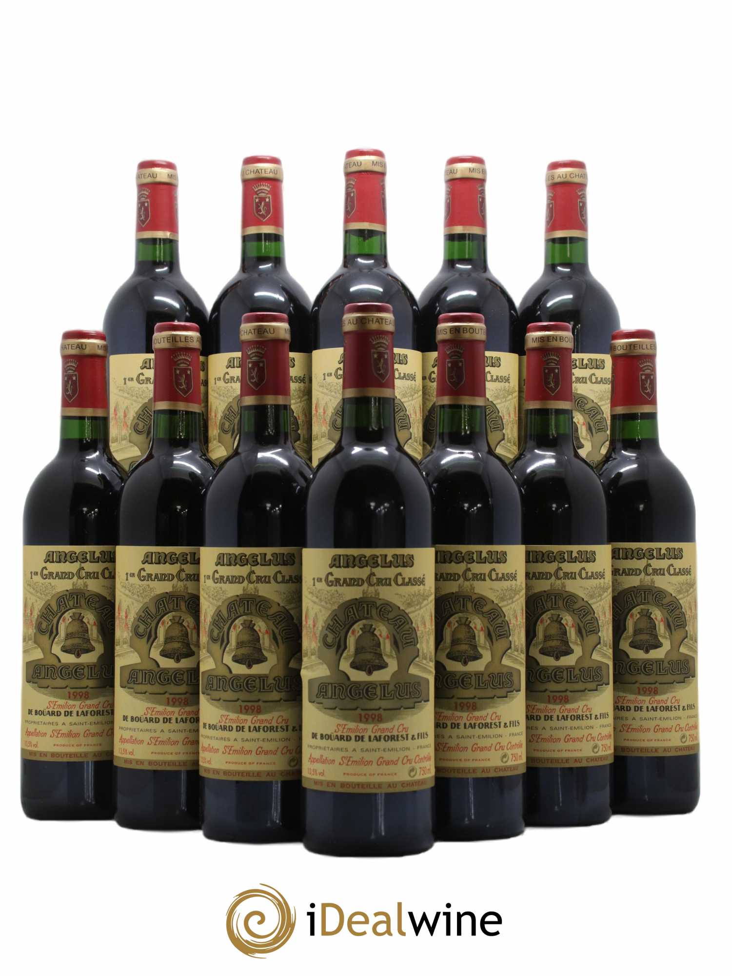 Château Angélus 1er Grand Cru Classé A 1998 - Lot de 12 bouteilles - 0