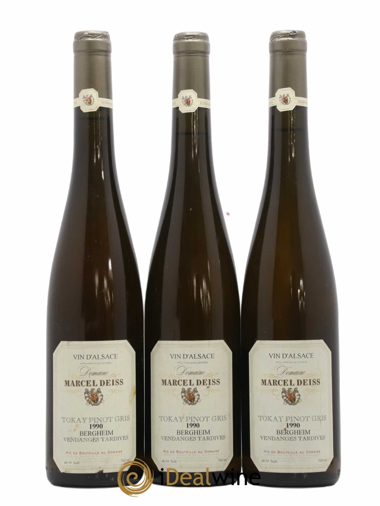 Pinot Gris (Tokay) Vendanges Tardives Bergheim Deiss 1990 - Lotto di 3 bottiglie - 0