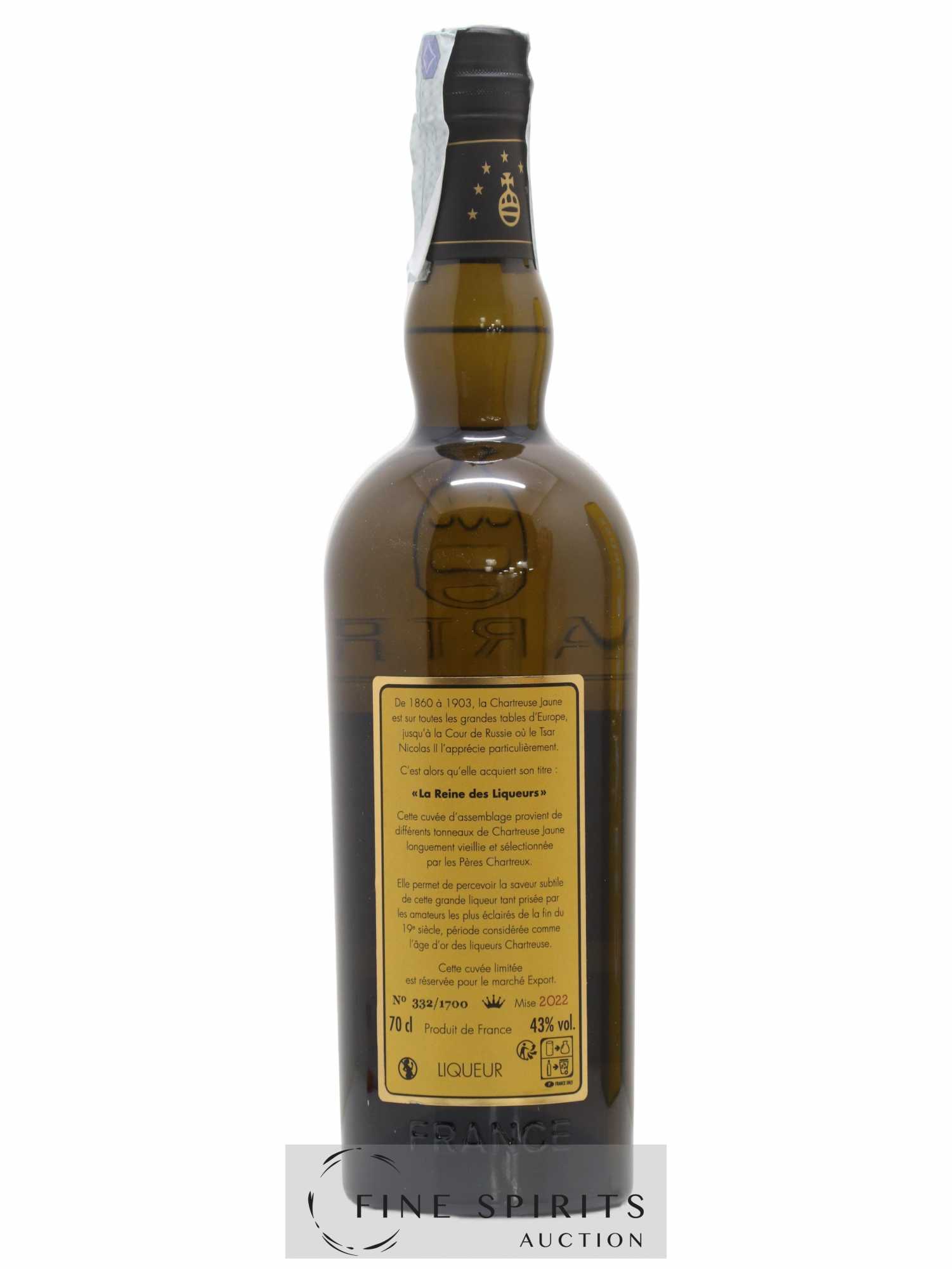 Chartreuse Of. Jaune - Reine des Liqueurs Mise 2022 - 1700 bouteilles marché export - Lot de 1 bouteille - 2