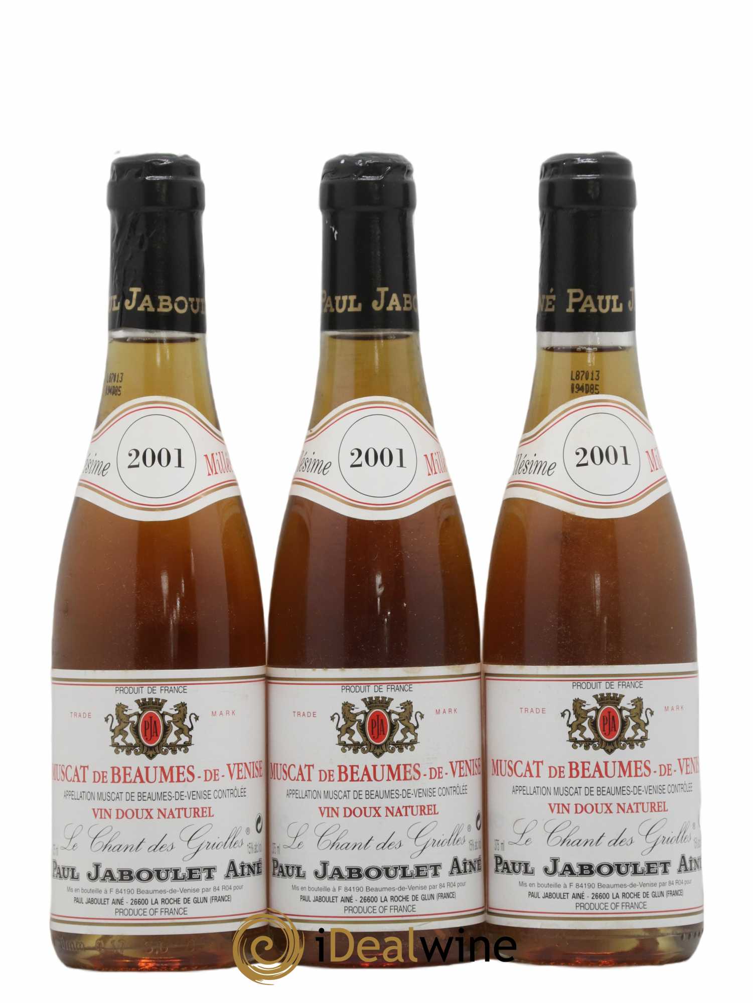 Muscat de Beaumes de Venise Le Chant des Griolles Paul Jaboulet Ainé de Thalabert 2001 - Posten von 3 Demi-Flaschen - 0