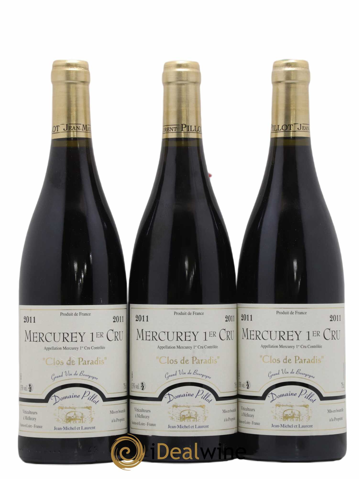Mercurey 1er Cru Clos De Paradis Pillot 2011 - Posten von 3 Flaschen - 0