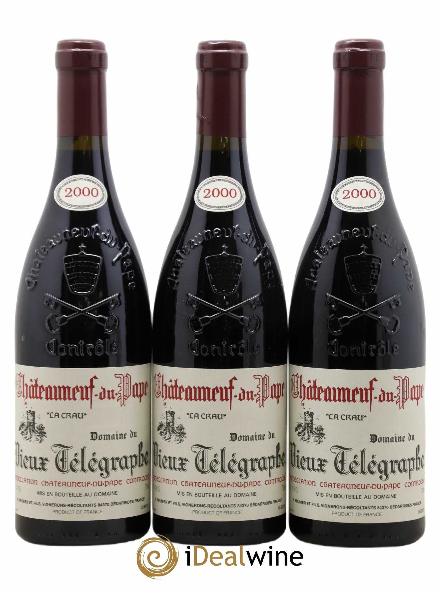 Châteauneuf-du-Pape Vieux Télégraphe (Domaine du) Vignobles Brunier 2000 - Lot de 12 bouteilles - 1