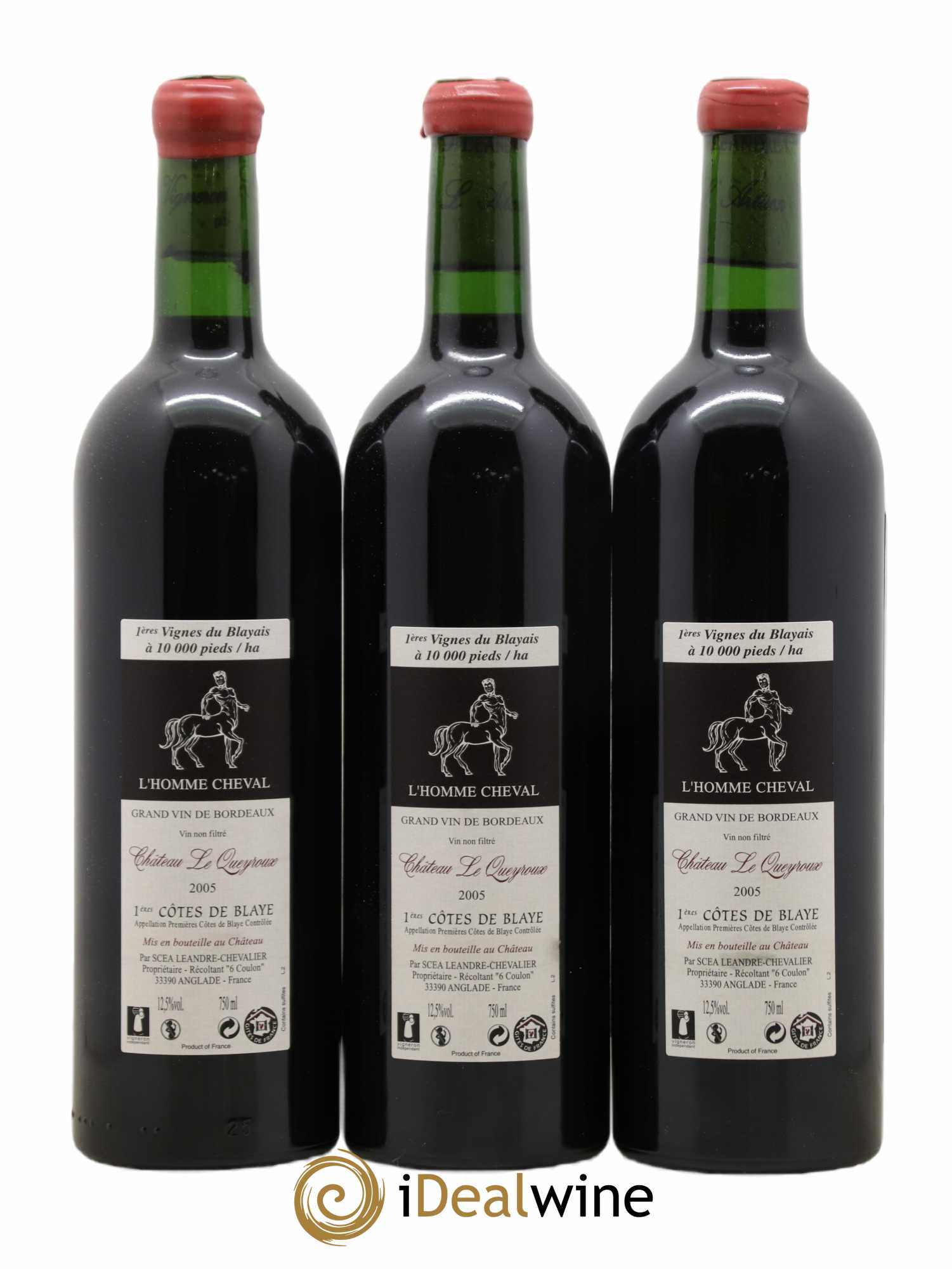 Premières-Côtes-de-Blaye (Blaye-Côtes-de-Bordeaux) L'homme Cheval Le Joyau du Château Le Queyroux 2005 - Posten von 3 Flaschen - 1