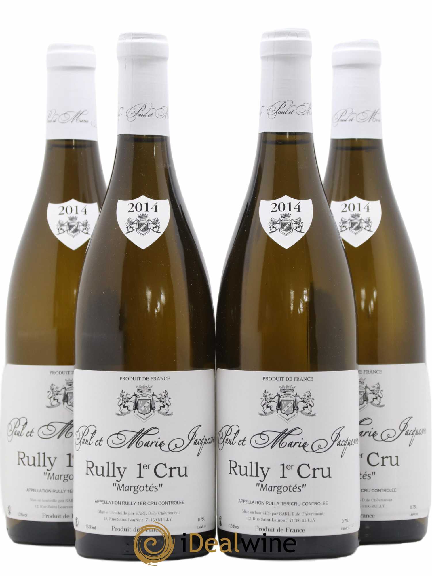 Rully 1er Cru Margotés Paul & Marie Jacqueson 2014 - Lot de 4 bouteilles - 0