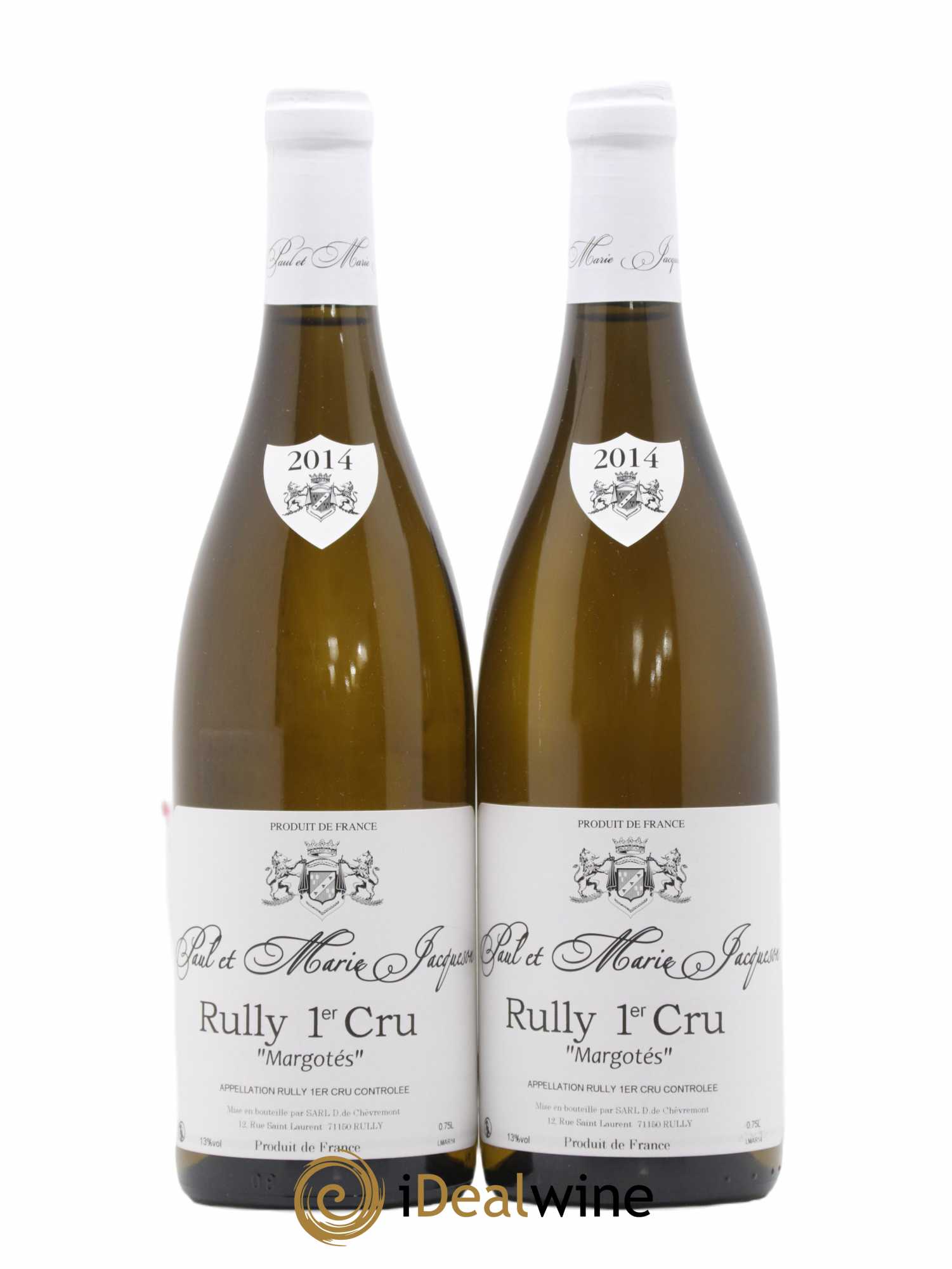 Rully 1er Cru Margotés Paul & Marie Jacqueson 2014 - Lot de 2 bouteilles - 0