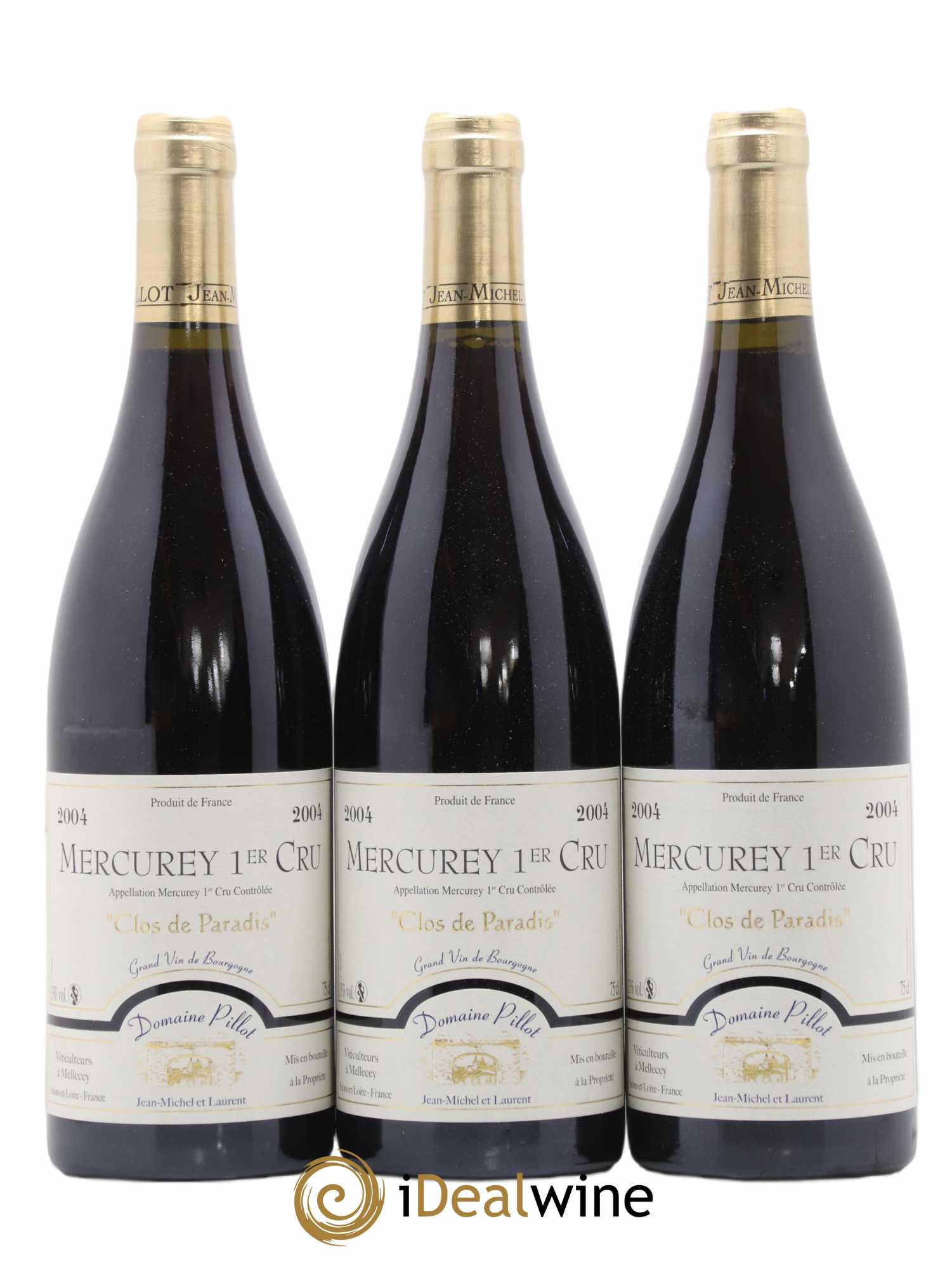 Mercurey 1er Cru Clos de Paradis Pillot 2004 - Lot de 3 bouteilles - 0