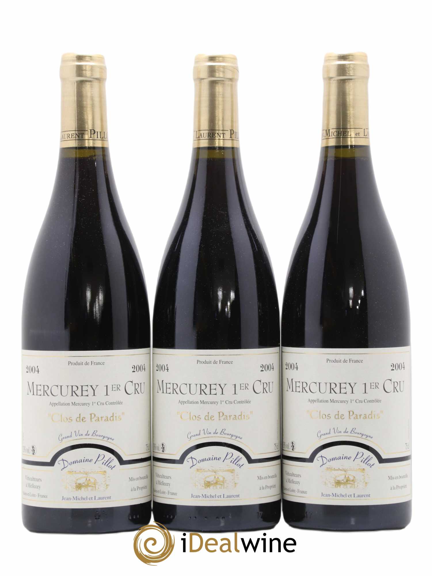 Mercurey 1er Cru Clos de Paradis Pillot 2004 - Lot de 3 bouteilles - 0
