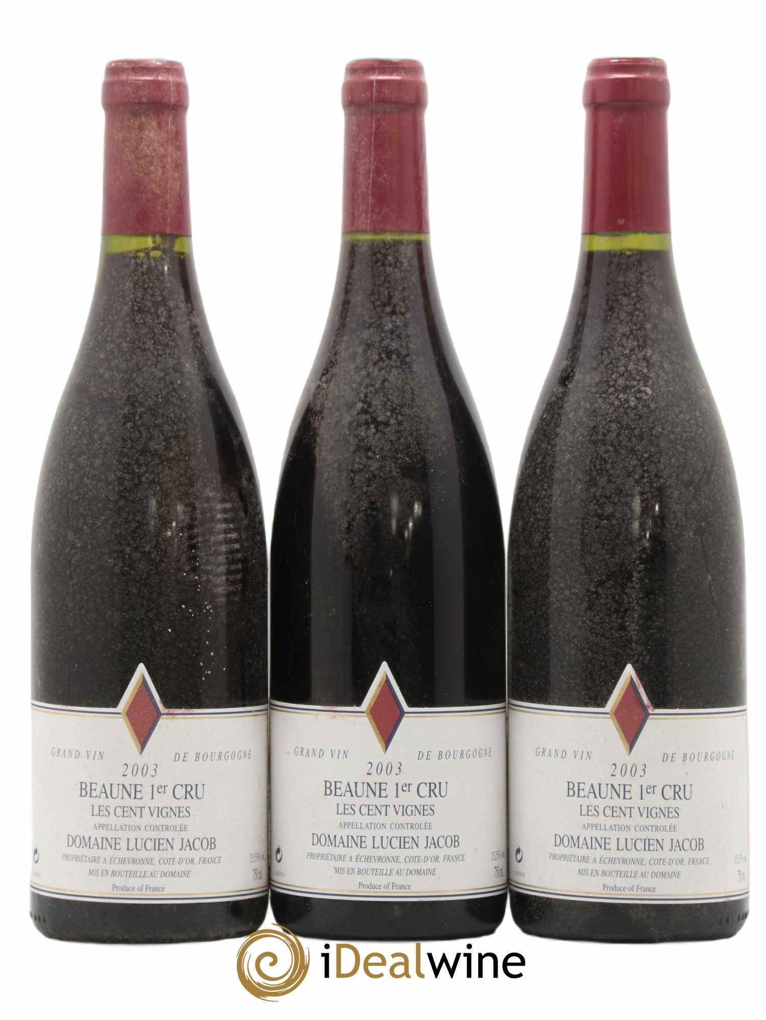 Beaune 1er Cru Les 100 Vignes Lucien Jacob 2003 - Posten von 3 Flaschen - 0
