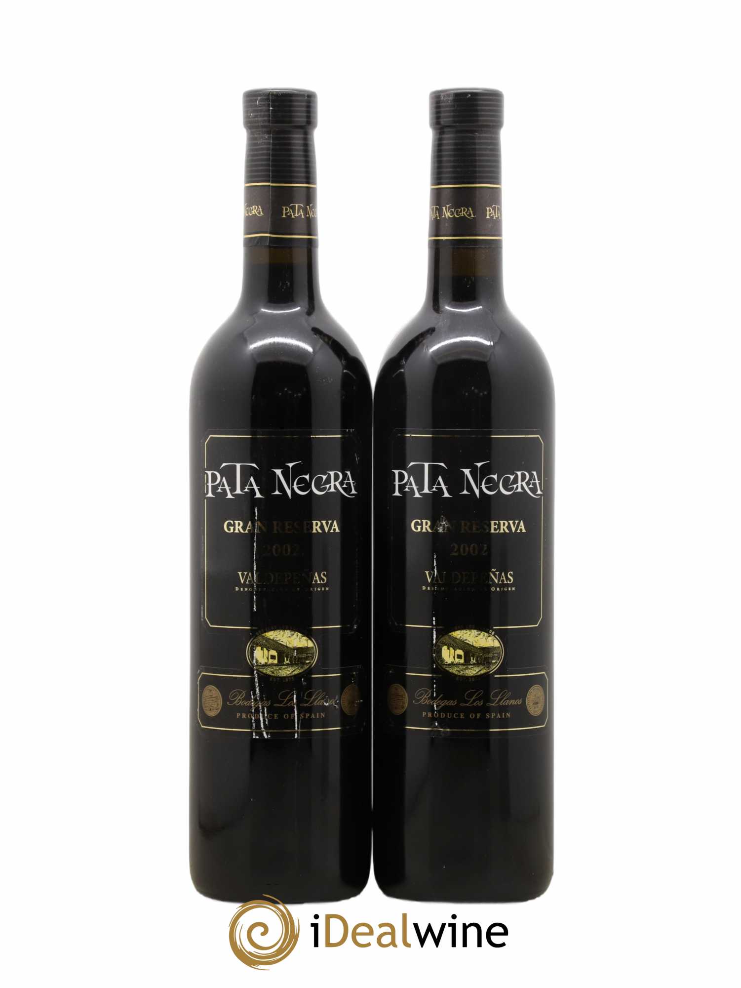 Espagne Bodegas Los Llanos Valdepenas Pata Negra Gran Reserva (sans prix de réserve) 2002 - Lot de 2 bouteilles - 0