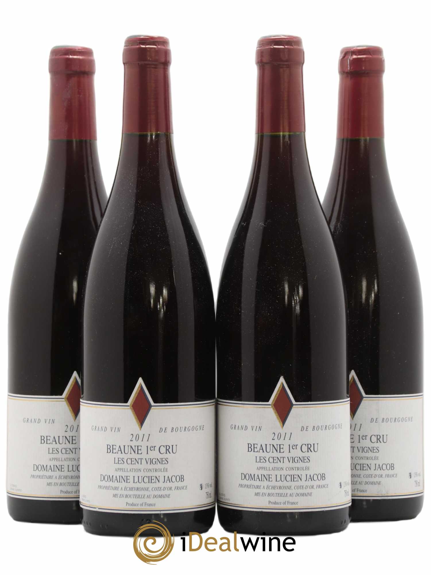 Beaune 1er Cru Les 100 Vignes Lucien Jacob 2011 - Posten von 4 Flaschen - 0