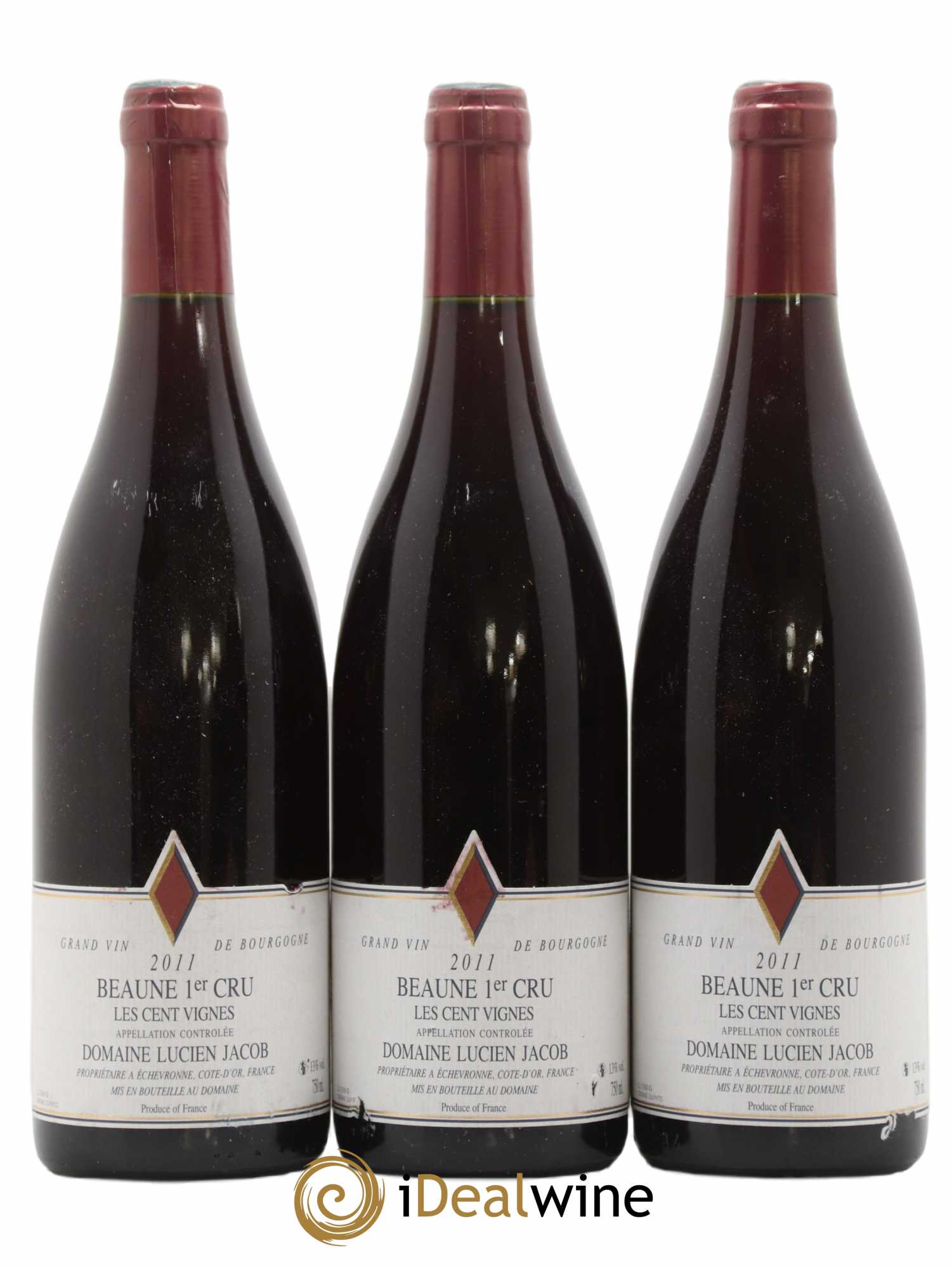 Beaune 1er Cru Les 100 Vignes Lucien Jacob 2011 - Posten von 3 Flaschen - 0