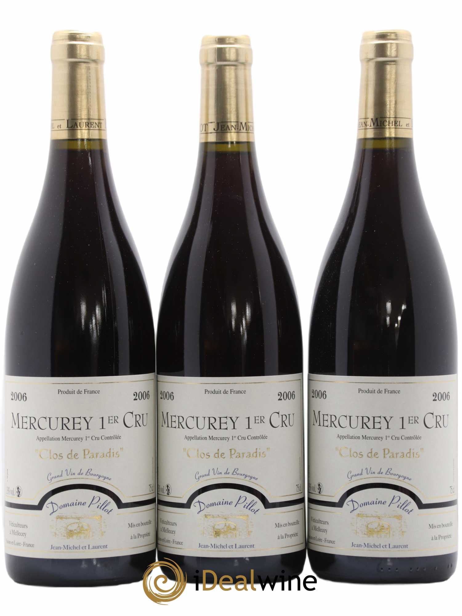 Mercurey 1er Cru Clos de Paradis Pillot 2006 - Lot de 3 bouteilles - 0