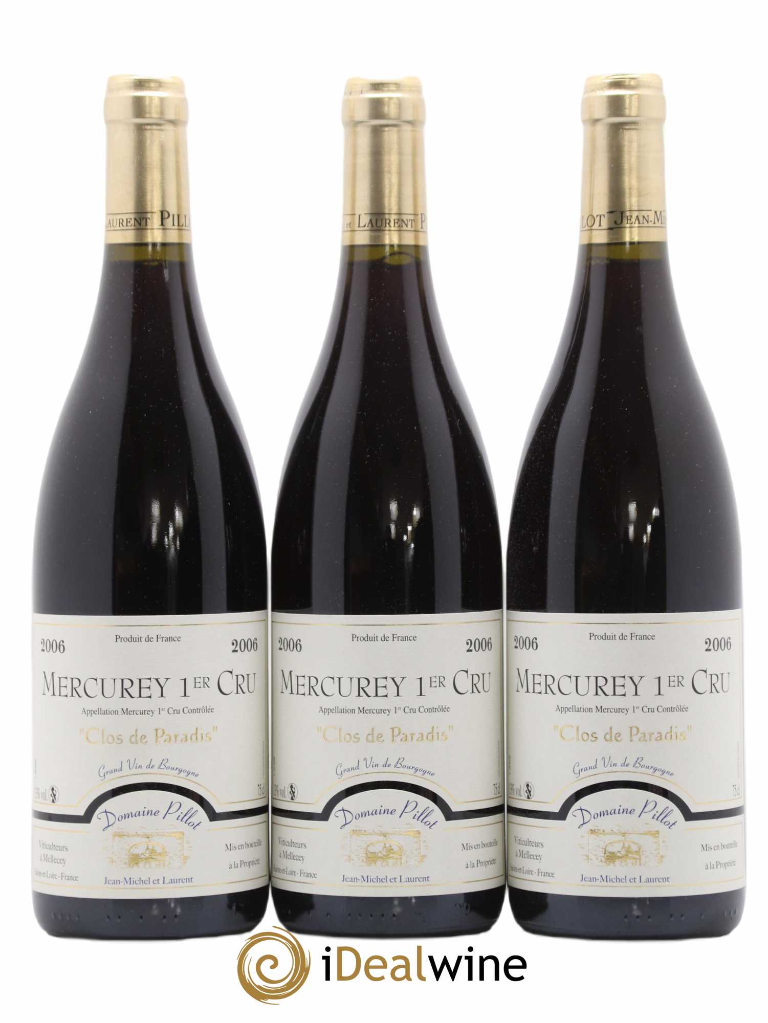 Mercurey 1er Cru Clos de Paradis Pillot 2006 - Lot de 3 bouteilles - 0