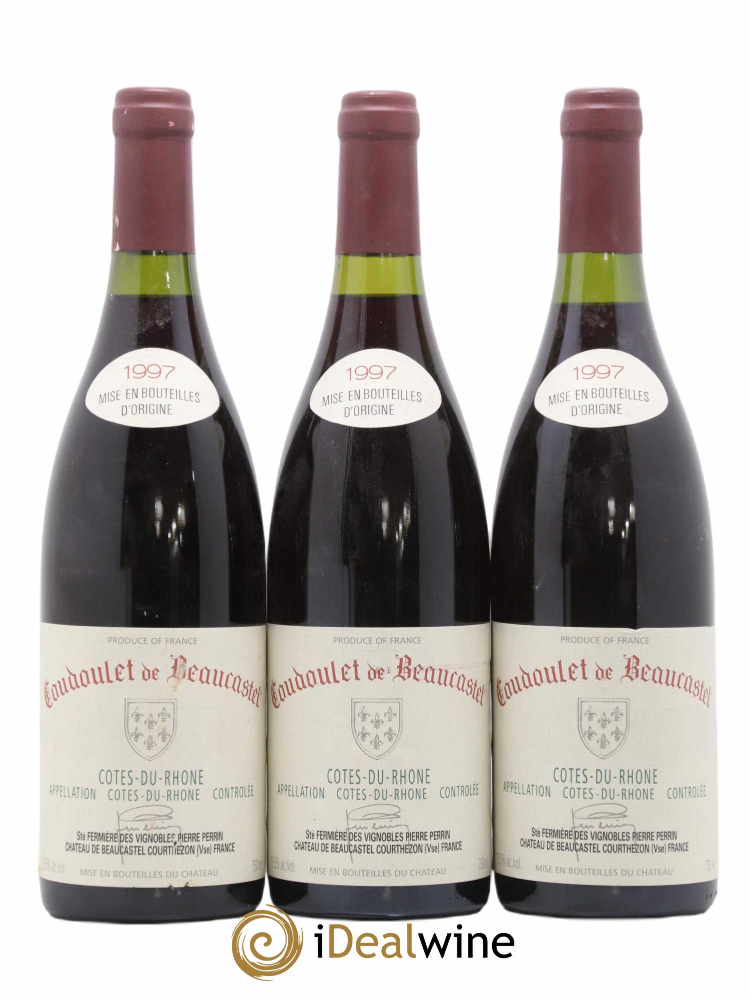 Côtes-du-Rhône Coudoulet de Beaucastel Famille Perrin 1997 - Lot de 3 bouteilles - 0