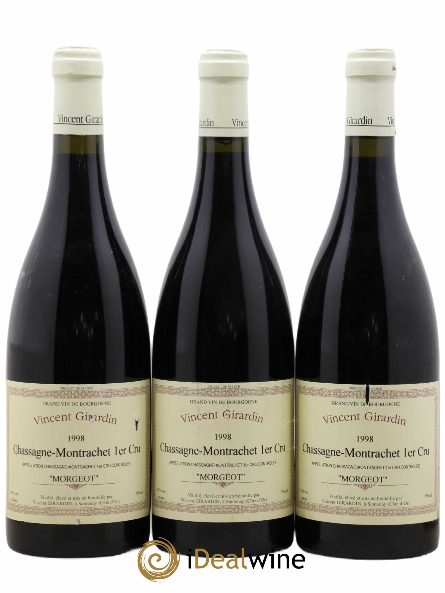 Chassagne-Montrachet 1er Cru Morgeot Vincent Girardin (Domaine) 1998 - Lot de 3 bouteilles - 0