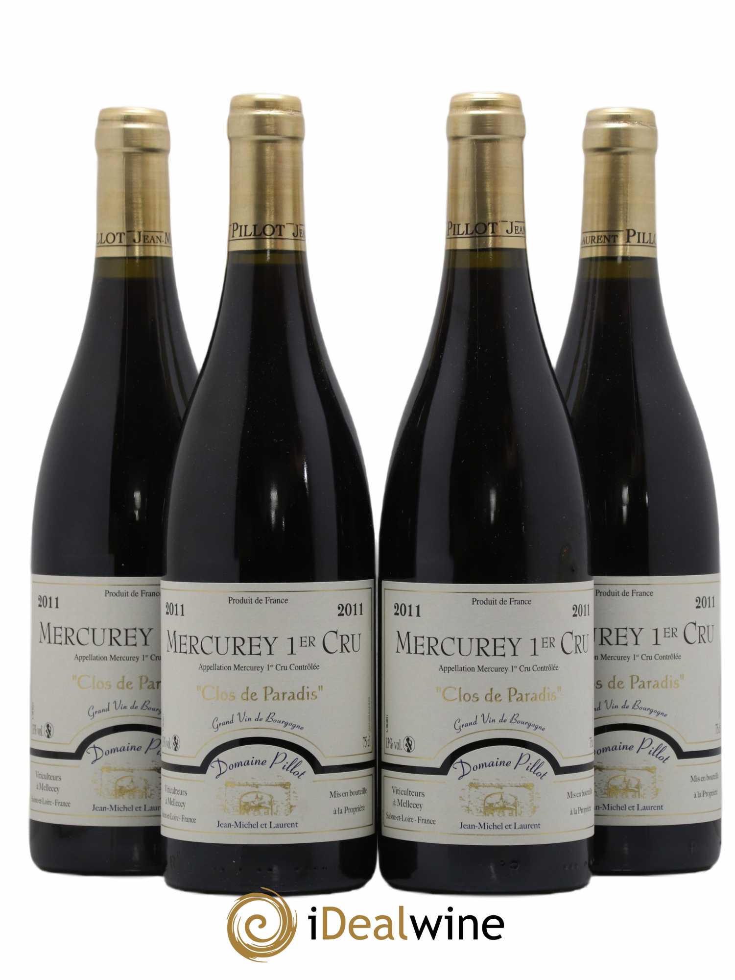 Mercurey 1er Cru Clos Du Paradis Pillot 2011 - Lot de 4 bouteilles - 0