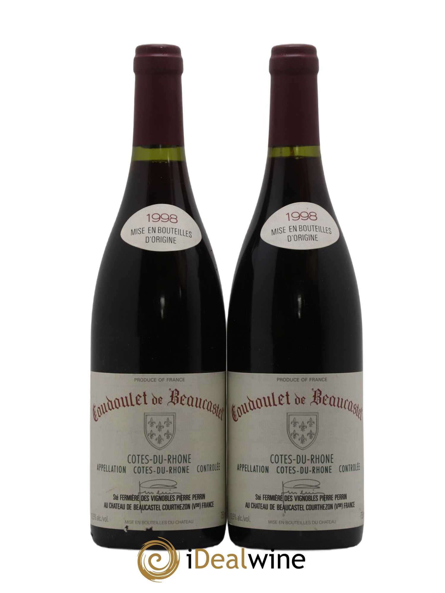 Côtes-du-Rhône Coudoulet de Beaucastel Famille Perrin 1998 - Lot de 2 bouteilles - 0