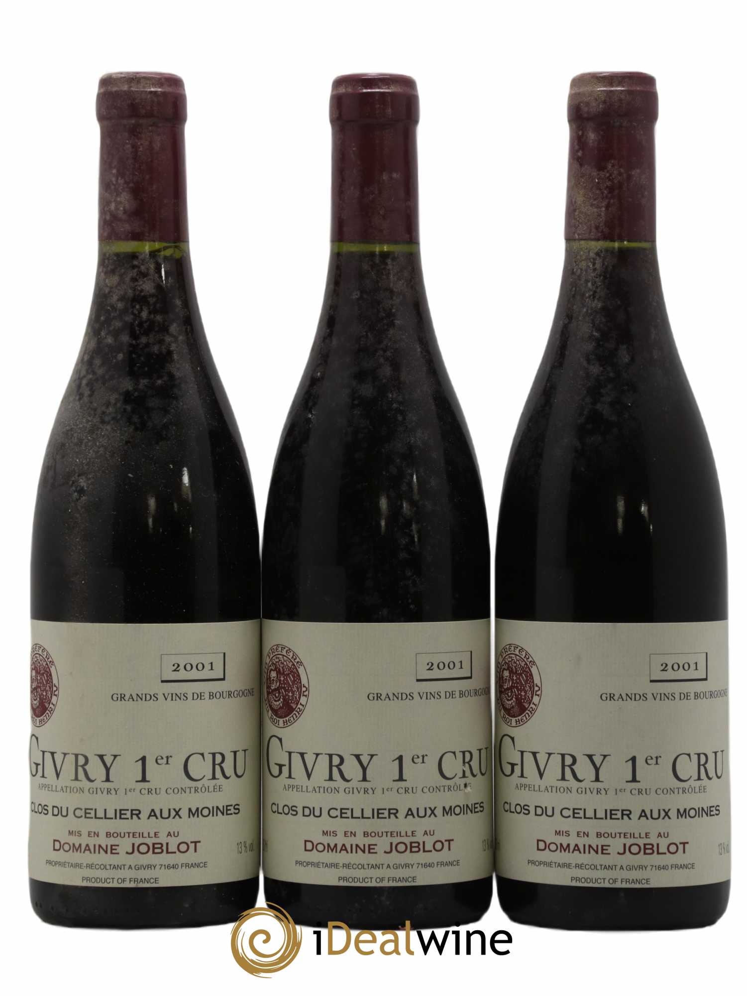 Givry 1er Cru Clos du Cellier aux Moines Joblot (Domaine) 2001 - Lot de 3 bouteilles - 0