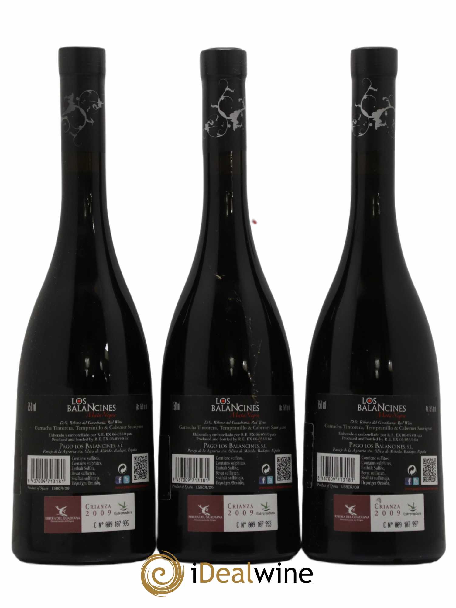 Espagne Ribera del Guadiana Mata Negra  Los Balancines 2009 - Lot of 3 bottles - 1