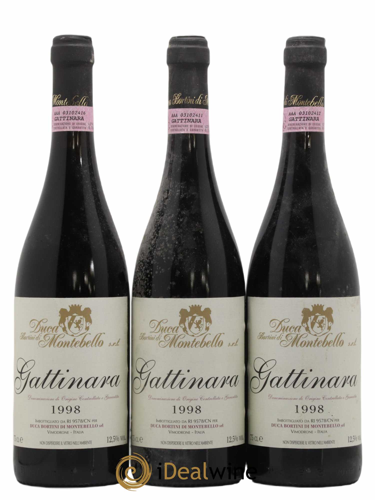 Gattinara DOCG Duca Bortini di Montebello 1998 - Posten von 3 Flaschen - 0