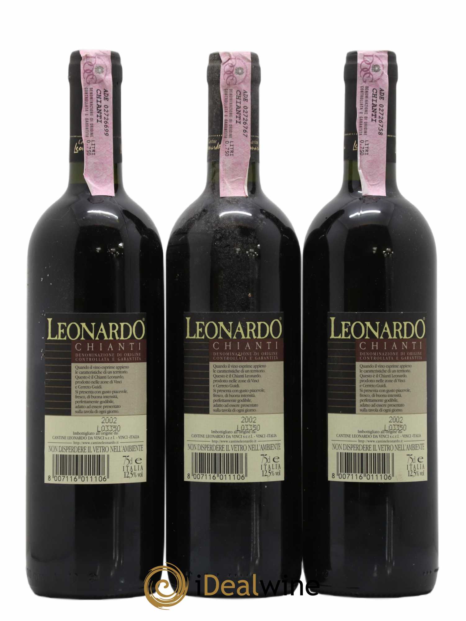 Chianti DOCG Cantine Leonardo da Vinci 2002 - Posten von 3 Flaschen - 1