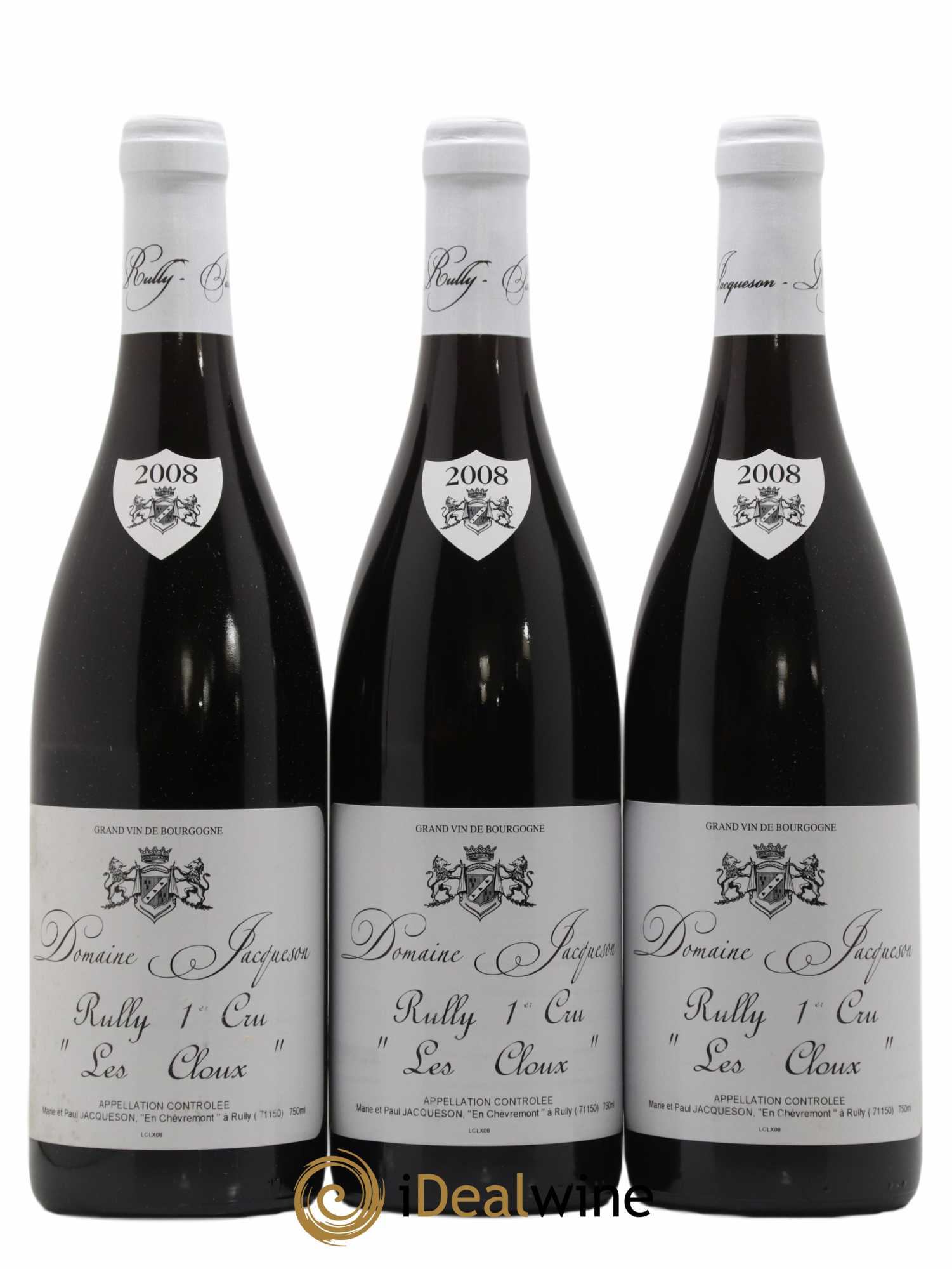 Rully 1er Cru Les Cloux Paul & Marie Jacqueson 2008 - Lot de 3 bouteilles - 0
