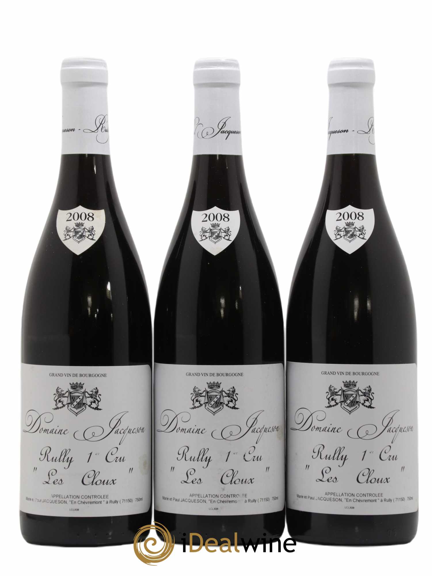 Rully 1er Cru Les Cloux Paul & Marie Jacqueson 2008 - Lot de 3 bouteilles - 0