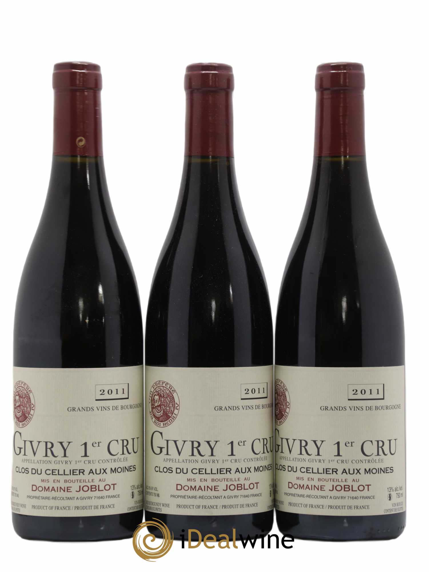 Givry 1er Cru Clos du Cellier aux Moines Joblot (Domaine) 2011 - Lot de 3 bouteilles - 0