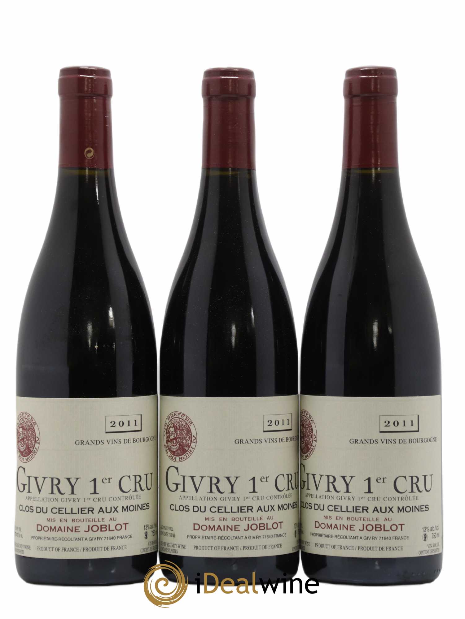 Givry 1er Cru Clos du Cellier aux Moines Joblot (Domaine) 2011 - Lot de 3 bouteilles - 0