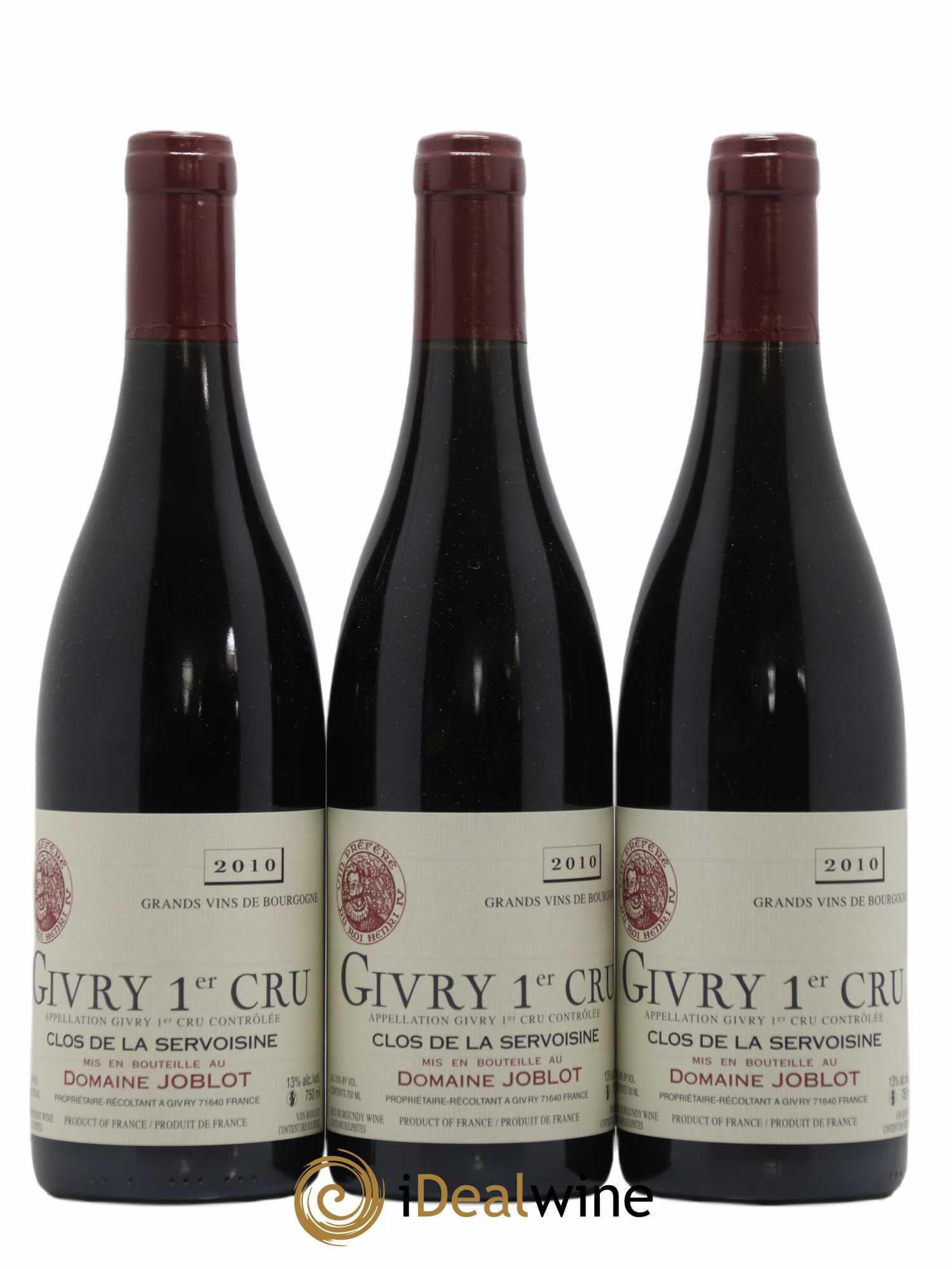 Givry 1er Cru Servoisine Joblot (Domaine) 2010 - Lot de 3 bouteilles - 0