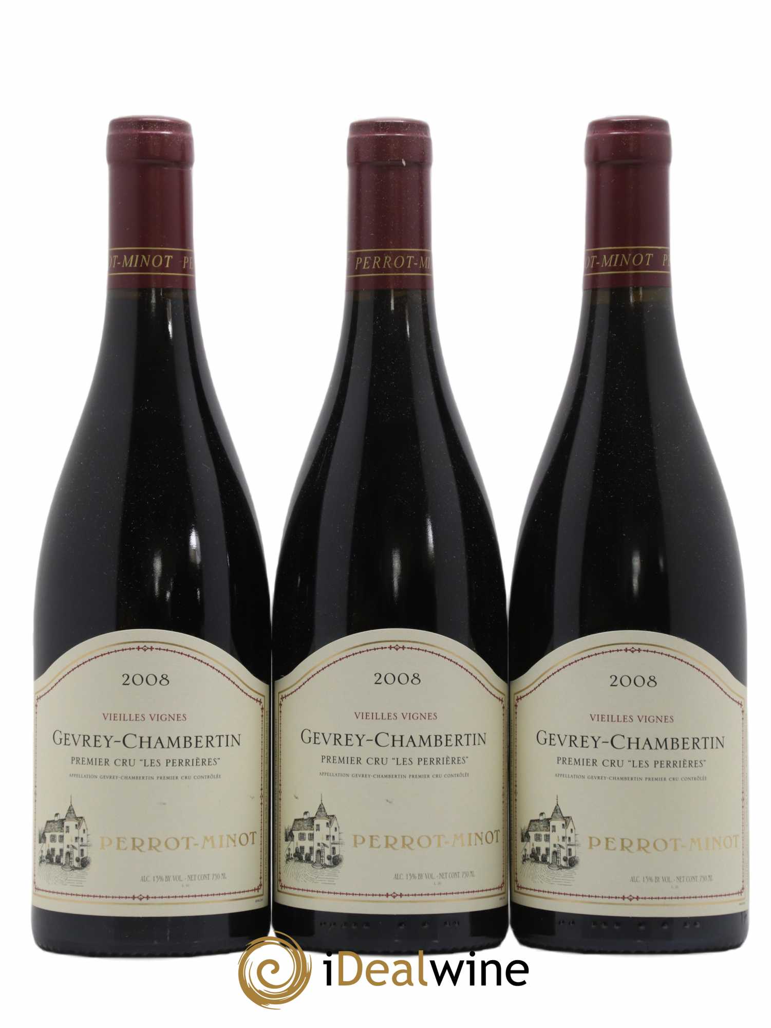 Gevrey-Chambertin 1er Cru Les Perrières Vieilles Vignes Perrot-Minot 2008 - Lot de 3 bouteilles - 0
