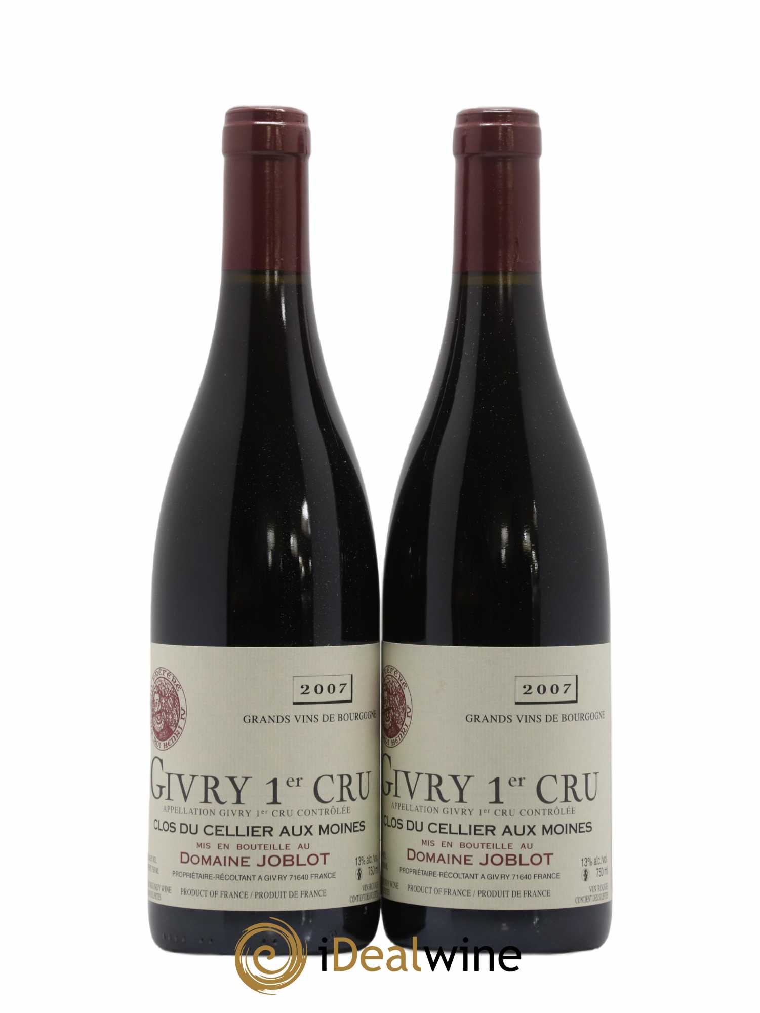 Givry 1er Cru Clos du Cellier aux Moines Joblot (Domaine) 2007 - Lot de 2 bouteilles - 0