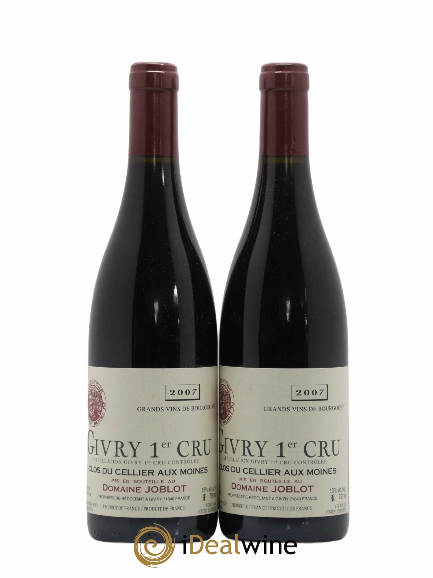 Givry 1er Cru Clos du Cellier aux Moines Joblot (Domaine) 2007 - Lot de 2 bouteilles - 0
