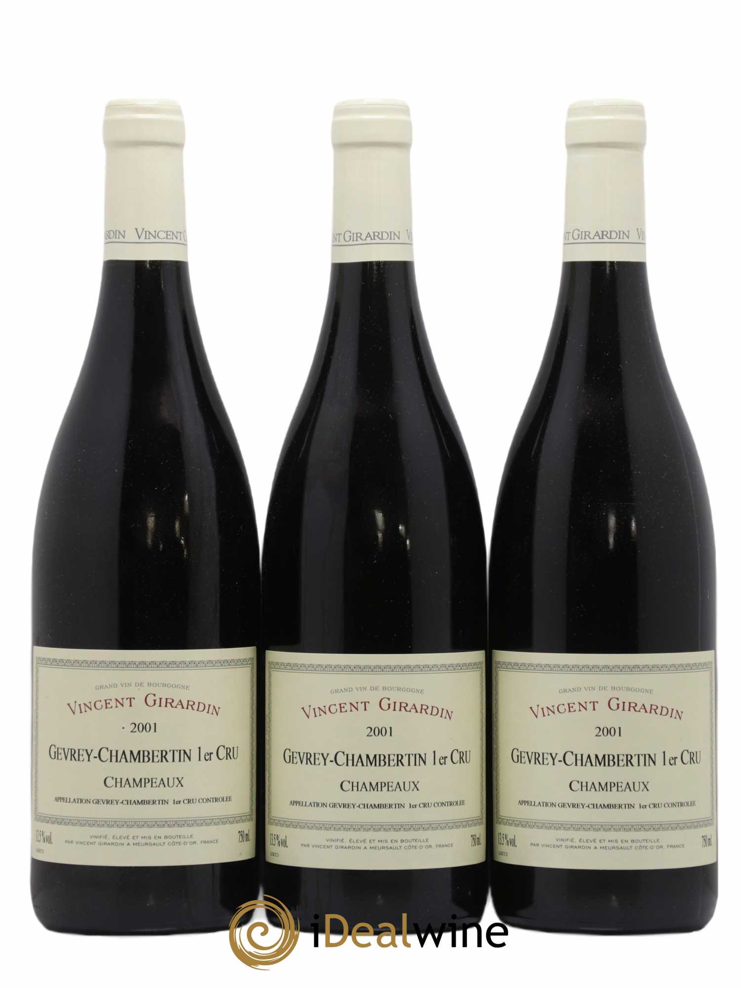 Gevrey-Chambertin 1er Cru Champeaux Vincent Girardin 2001 - Posten von 3 Flaschen - 0