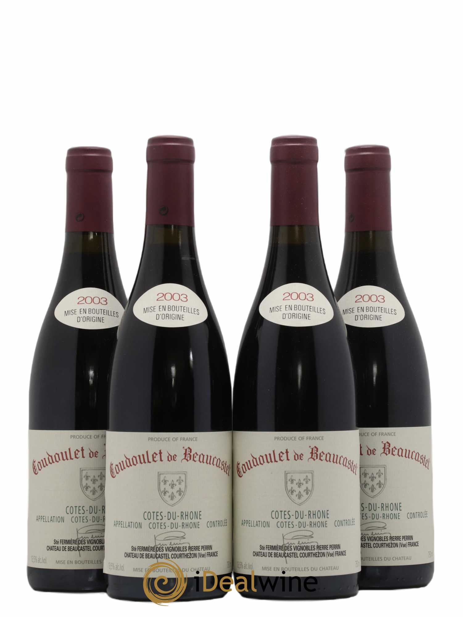 Côtes-du-Rhône Coudoulet de Beaucastel Famille Perrin 2003 - Lot de 4 bouteilles - 0