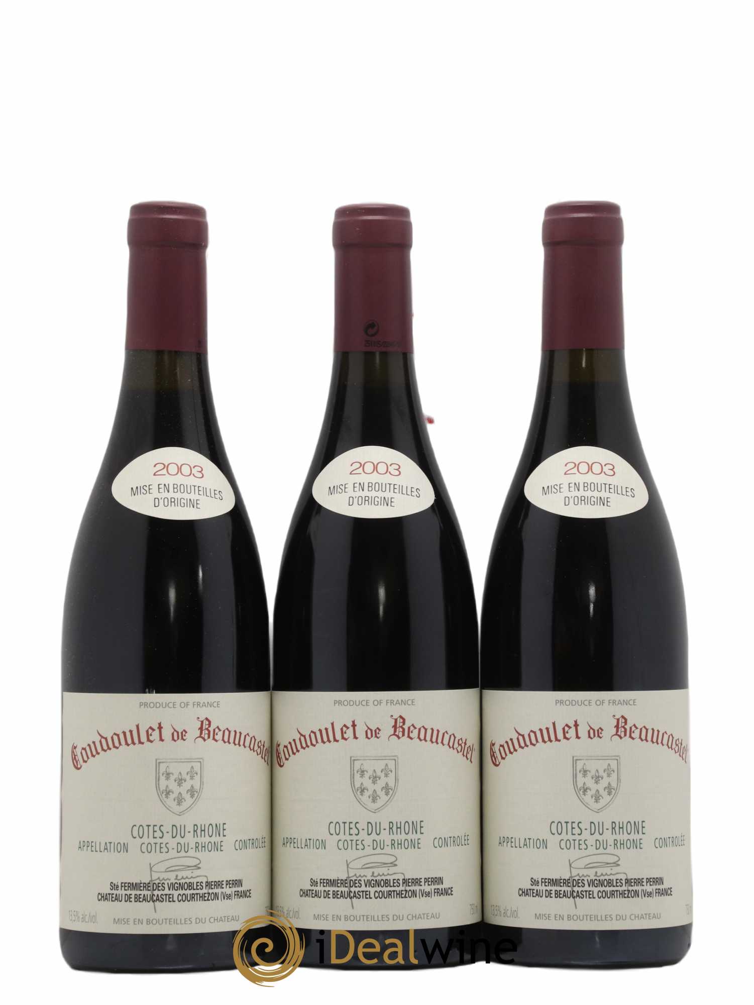 Côtes-du-Rhône Coudoulet de Beaucastel Famille Perrin 2003 - Lot de 3 bouteilles - 0