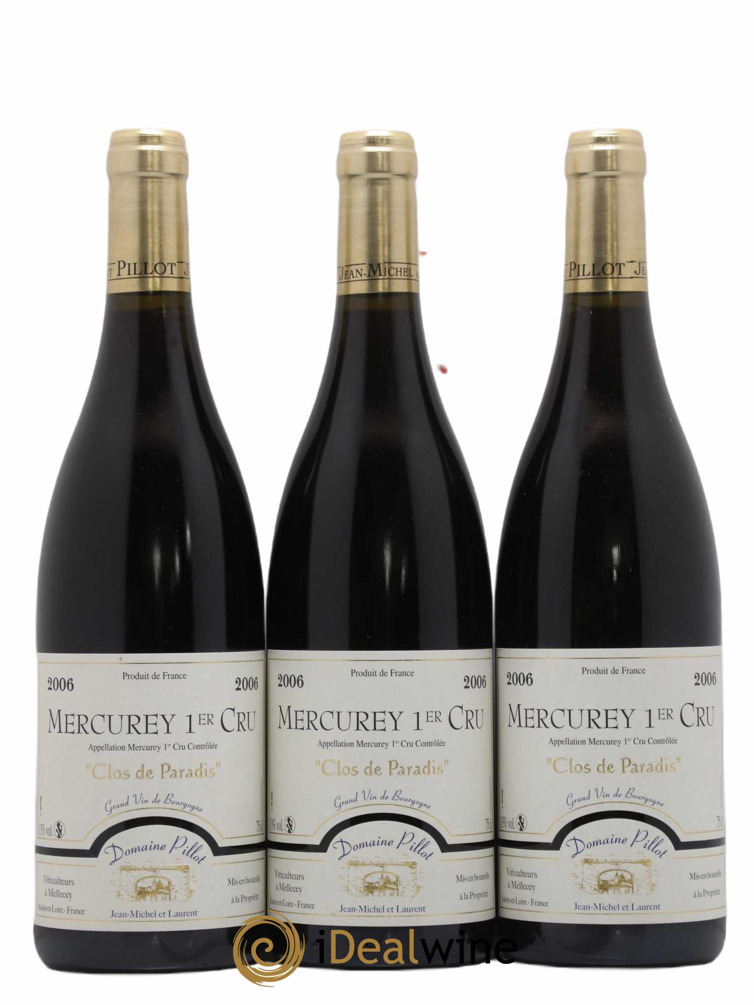 Mercurey 1er Cru Clos Du Paradis Pillot 2006 - Lot de 3 bouteilles - 0