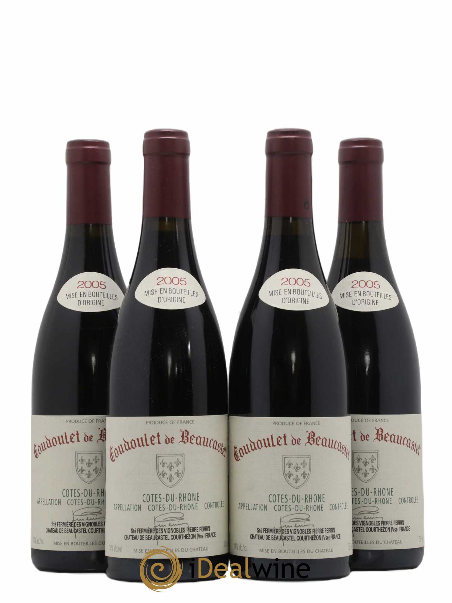 Côtes-du-Rhône Coudoulet de Beaucastel Famille Perrin 2005 - Lot de 4 bouteilles - 0