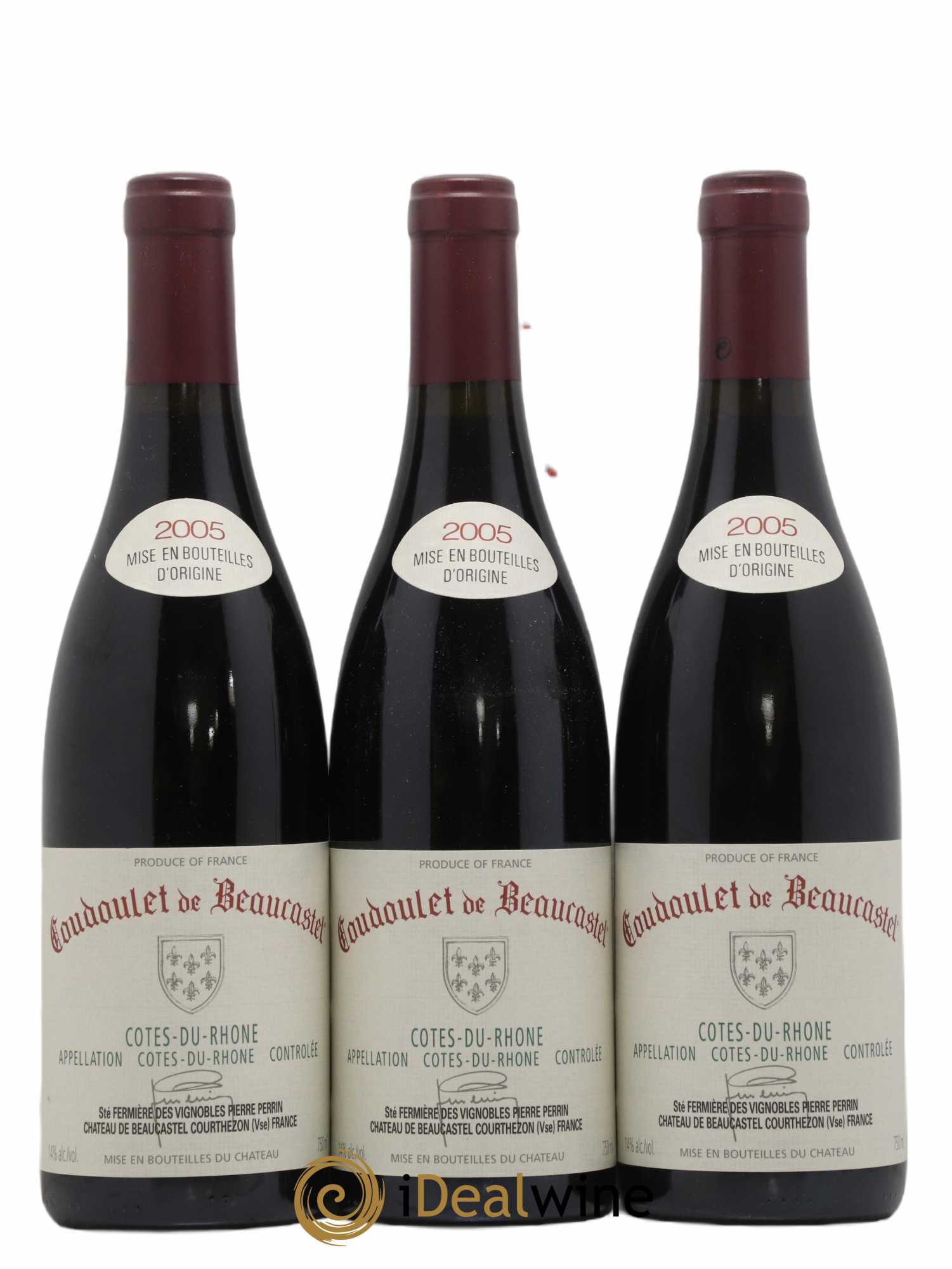 Côtes-du-Rhône Coudoulet de Beaucastel Famille Perrin 2005 - Lot de 3 bouteilles - 0