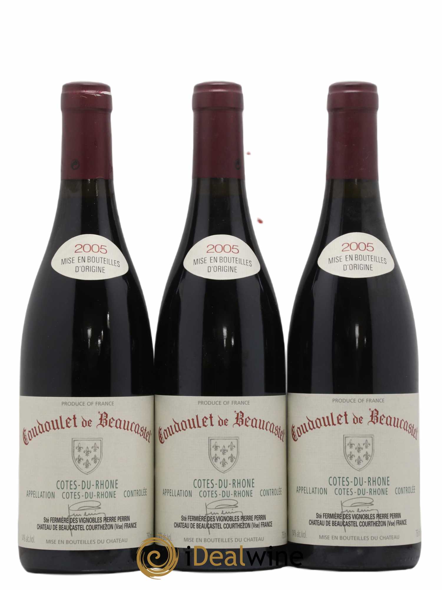 Côtes-du-Rhône Coudoulet de Beaucastel Famille Perrin 2005 - Lot de 3 bouteilles - 0