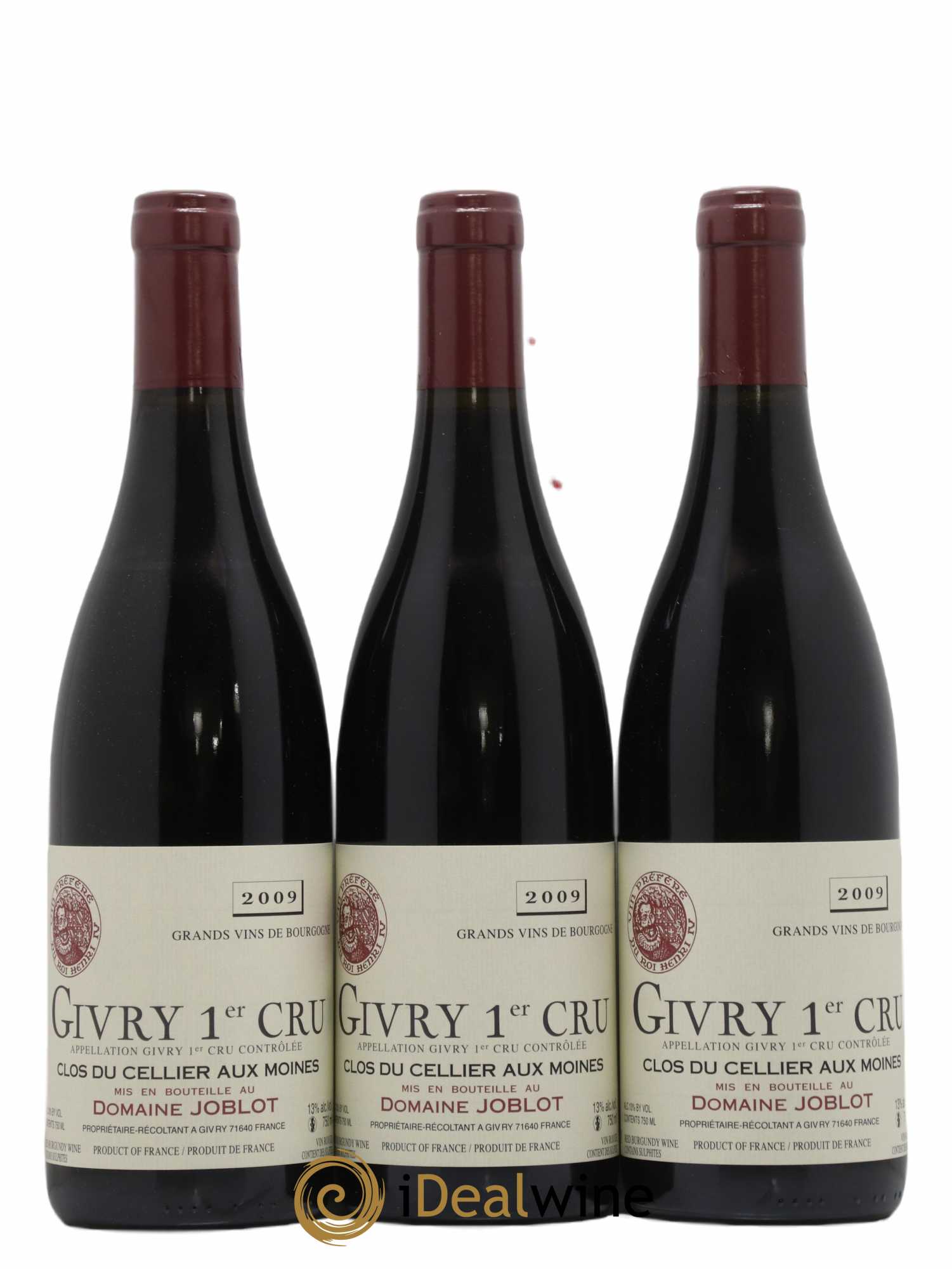 Givry 1er Cru Clos du Cellier aux Moines Joblot (Domaine) 2009 - Lot de 3 bouteilles - 0