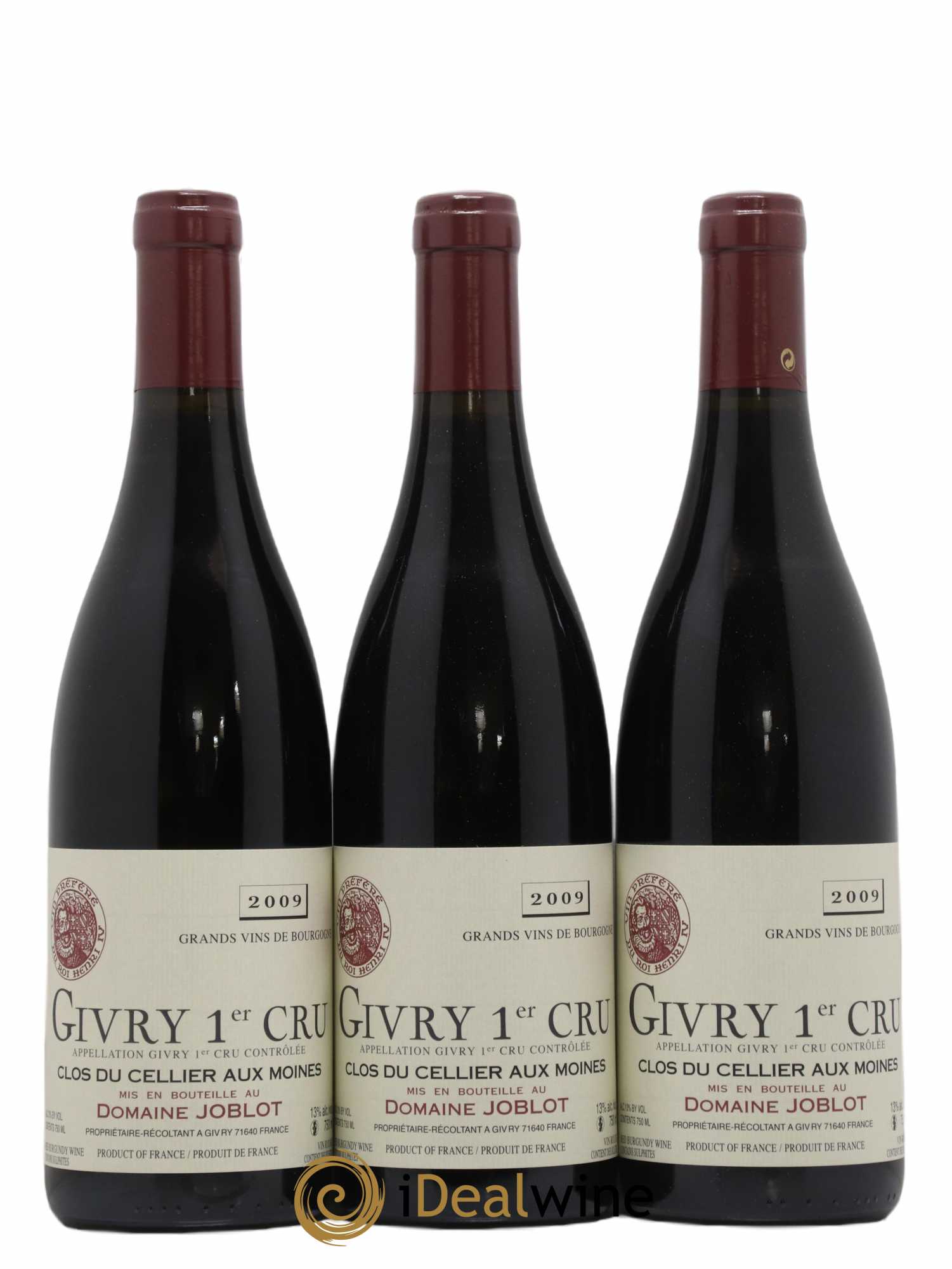 Givry 1er Cru Clos du Cellier aux Moines Joblot (Domaine) 2009 - Lot de 3 bouteilles - 0