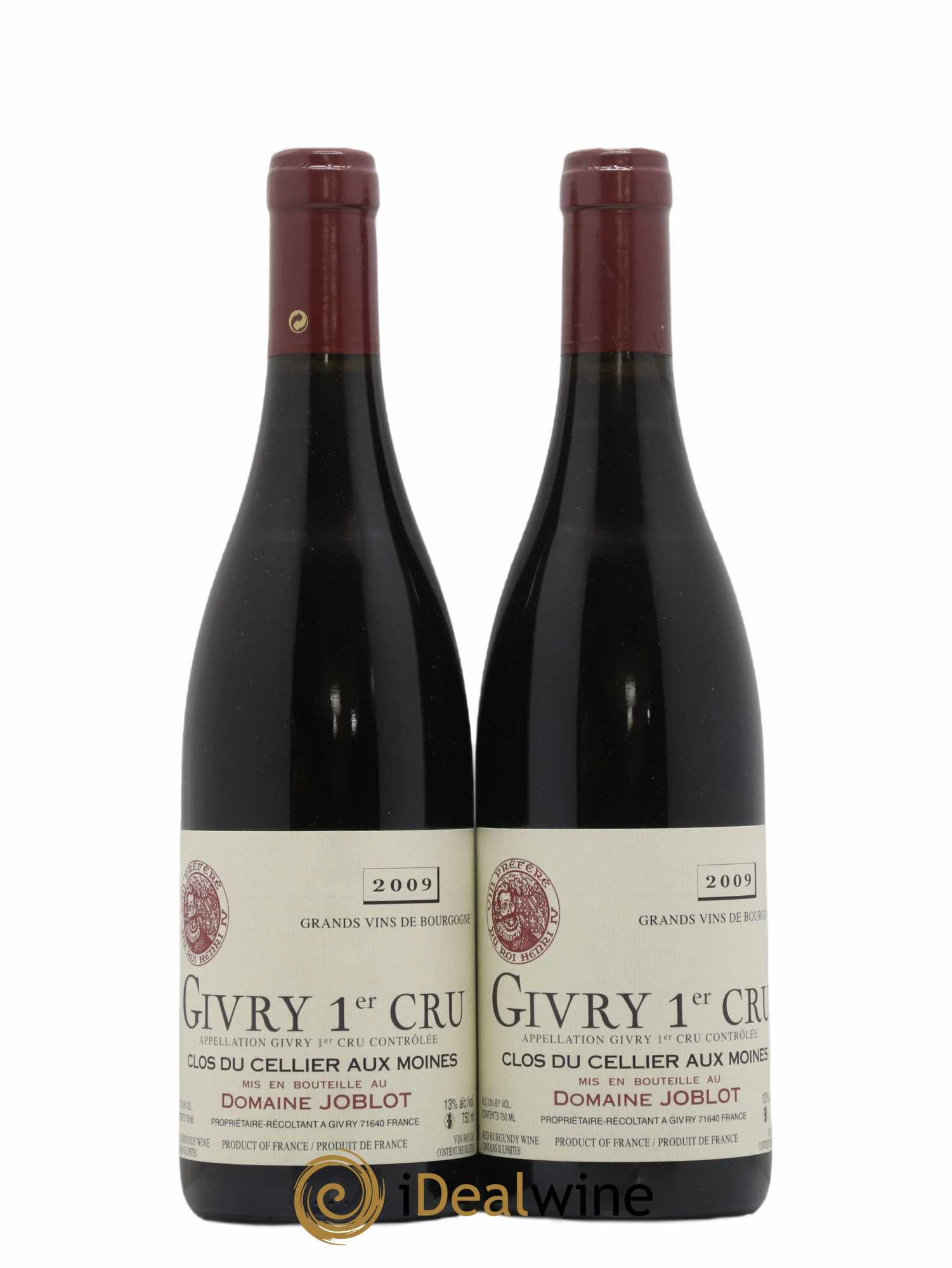 Givry 1er Cru Clos du Cellier aux Moines Joblot (Domaine) 2009 - Lot de 2 bouteilles - 0